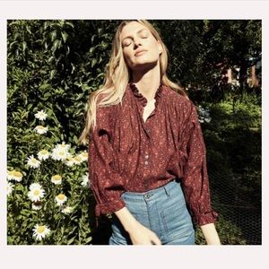 Dôen Rose Top in Aubergine Prairie Paisley